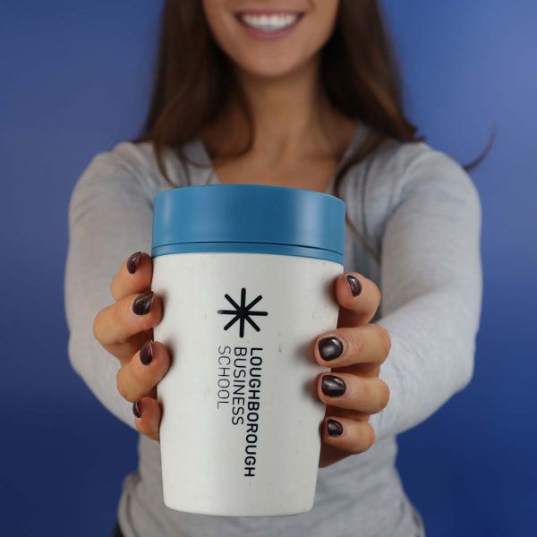Loughborough Uni branded reusable coffee cup from Circular&Co.